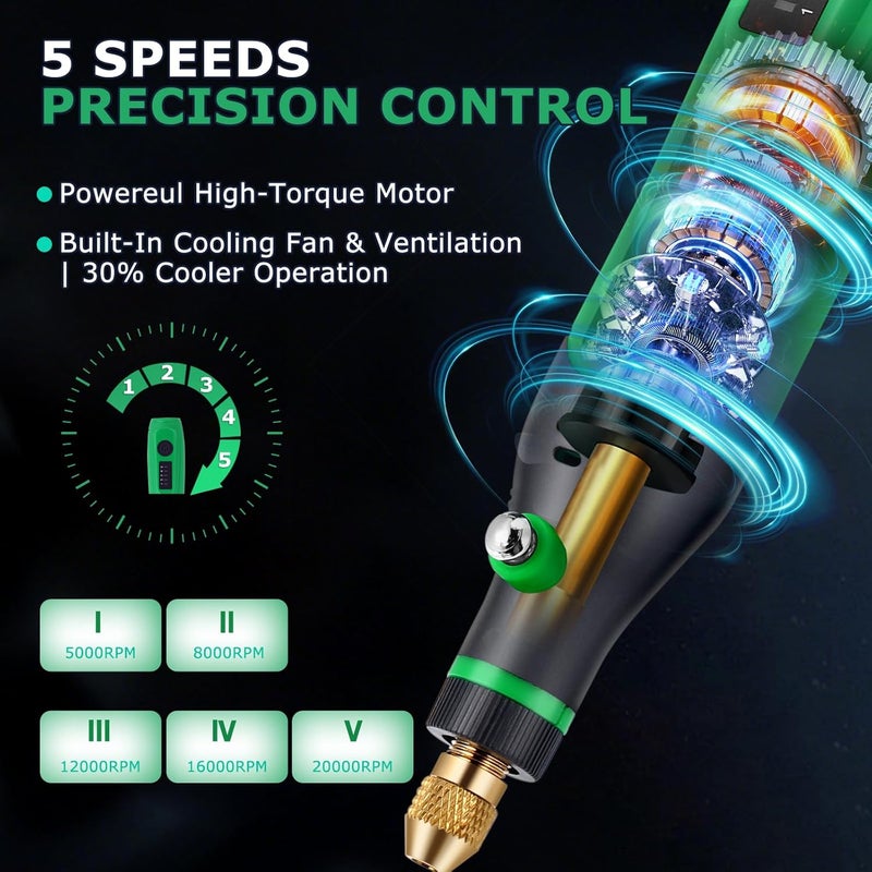 Uolor Mini Cordless Rotary Tool, Polishing Kit with 158 Accessories, Multi-Purpose Power Rotary Multi Tool for Polishing, Engraving, Sanding, Drilling, Etching, Cutting Grinding DIY Crafts - Image 3